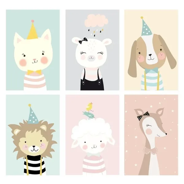 Cuadros infantiles tiernos nórdicos 22×33 cm · pack × 6