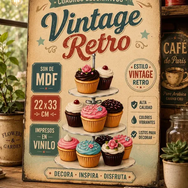 Cuadros vintage retro 33×22 cm · pack × 3