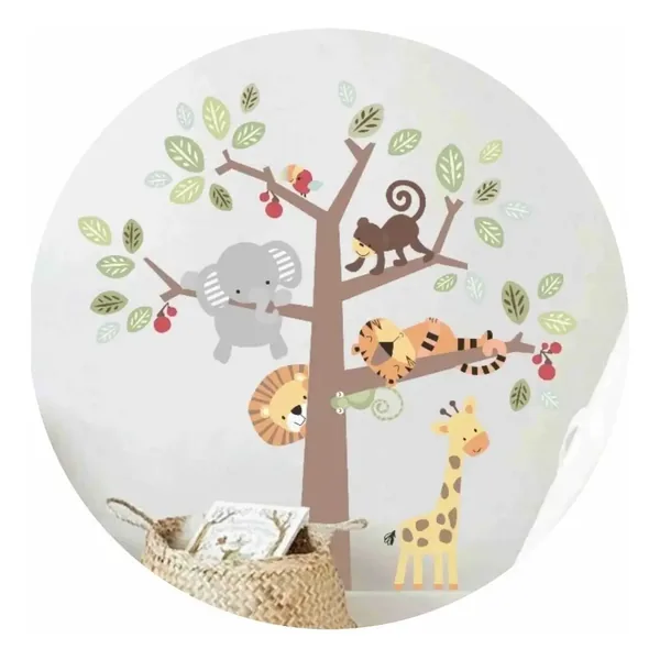 Vinilo infantil árbol con animales 90×90 cm