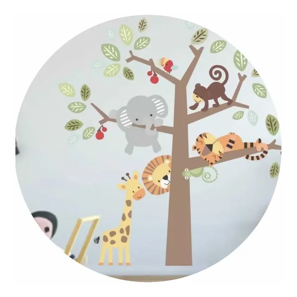 Vinilo infantil árbol con animales 190×190 cm