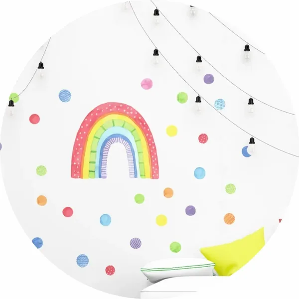 Vinilo nórdico arcoíris con lunares de colores