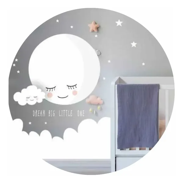Vinilo infantil luna y estrellas 150×100 cm