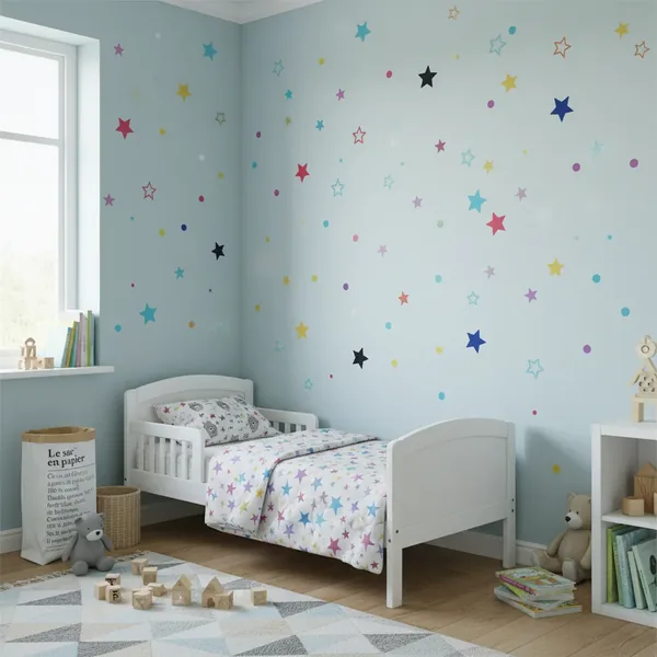 Vinilo trama infantil gotas y estrellas ×50