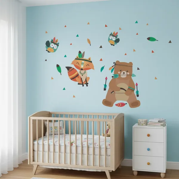 Vinilo infantil de animales indios 160×260 cm