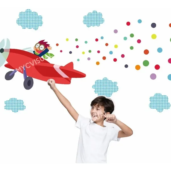 Vinilo infantil avión 140 cm de ancho