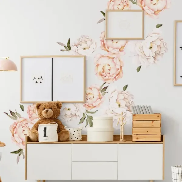 Vinilos de pared flores peonías 100×70 cm