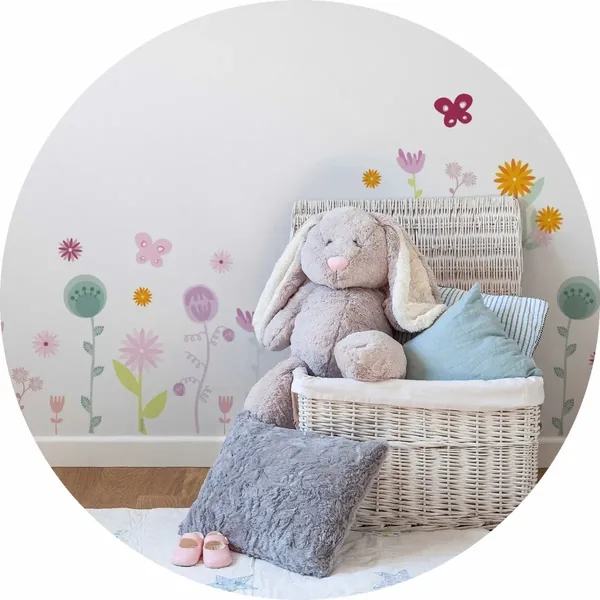 Vinilo infantil flores para placard y cuarto