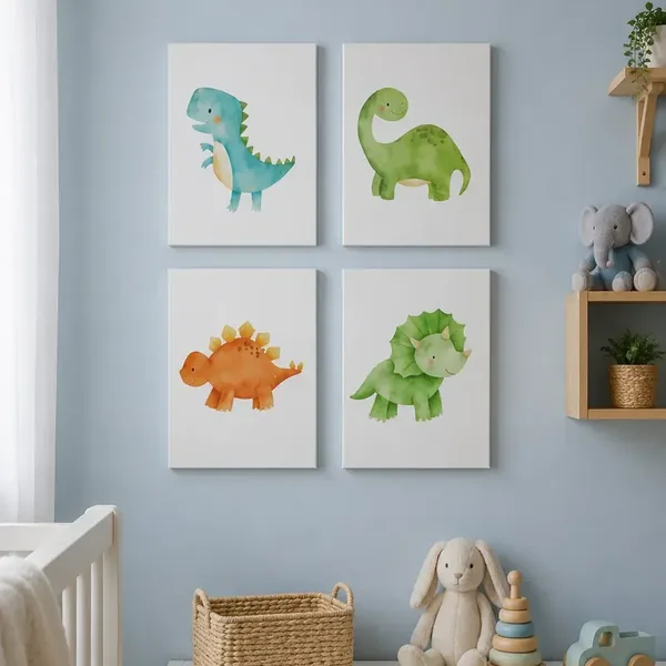 Cuadros infantiles dinosaurios 22×33 cm · pack × 4