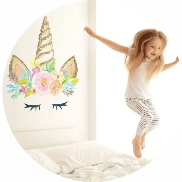Vinilo infantil para pared cara de unicornio grande