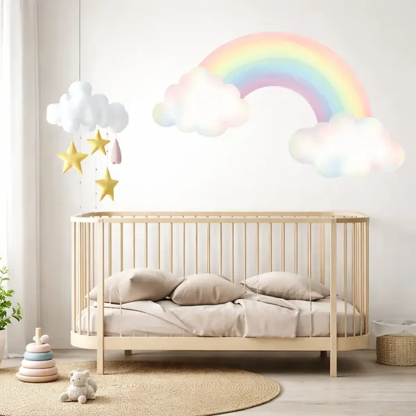 Vinilo infantil arcoíris en acuarela