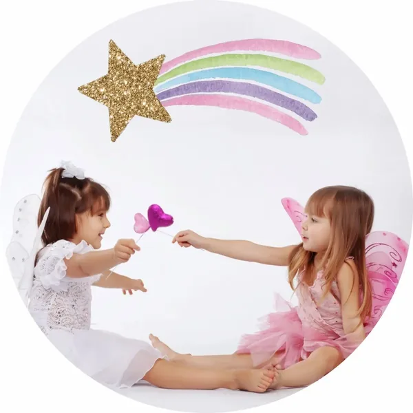 Vinilo infantil estrella de arcoíris en acuarela