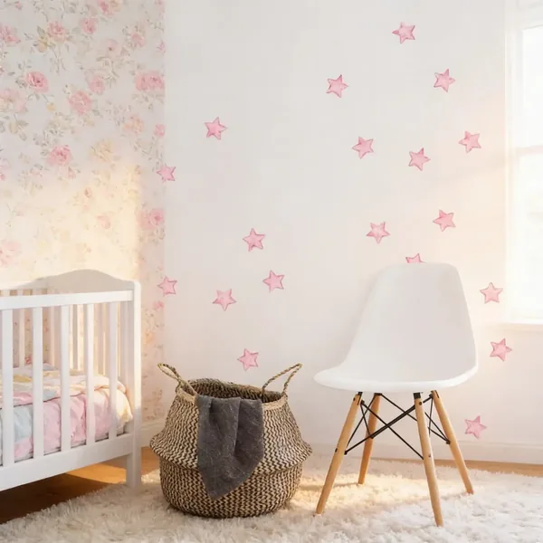 Vinilo trama infantil para pared estrellas en acuarela
