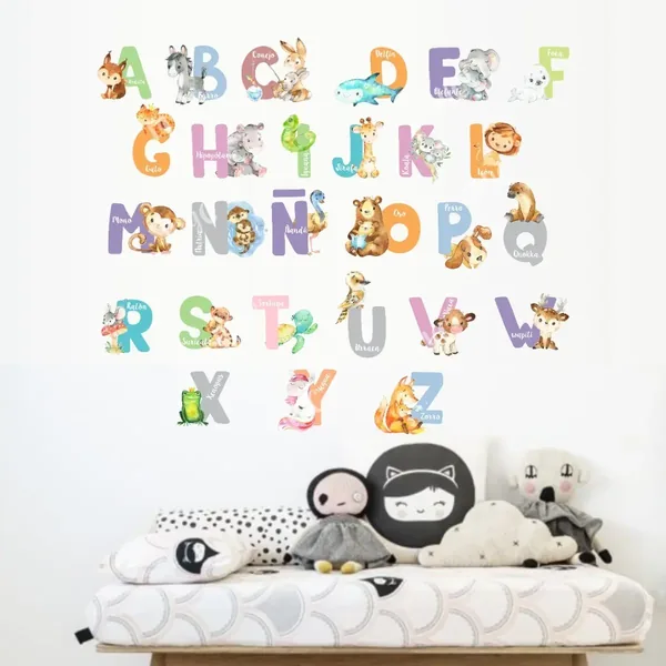 Vinilo infantil abecedario con animales coloridos