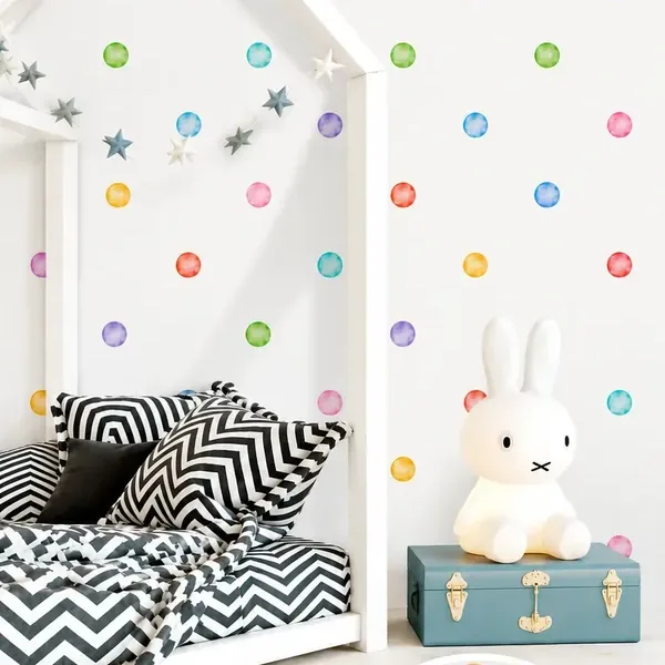 Vinilo infantil lunares acuarela colores de 6 cm