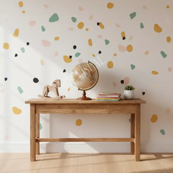 Vinilo de pared estilo terrazzo granito