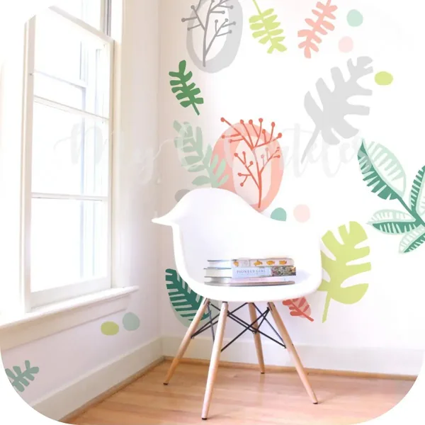 Vinilo de pared hojas tropicales minimalista
