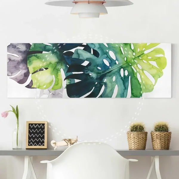 Cuadro hojas tropicales nórdico 135×45 cm